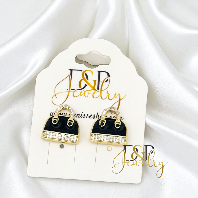 14K BLACK FASHION EARRING E986