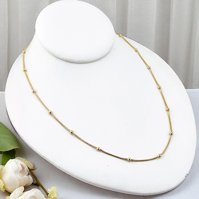 14K MOUSE TAIL/BEAD DESIGN CHAIN 24” CH136