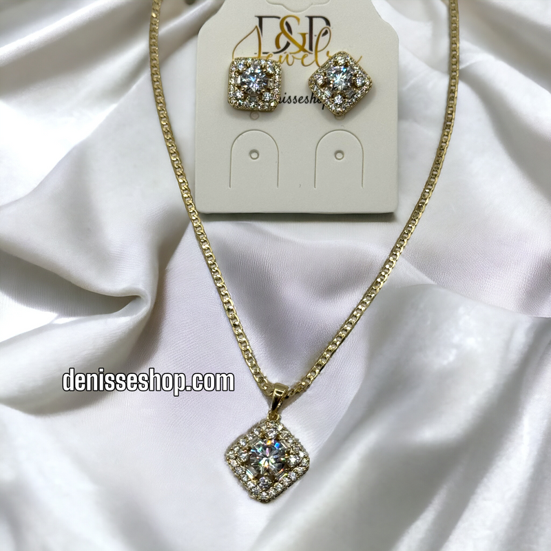 14K WHITE SHINE NECKLACE SET C1169