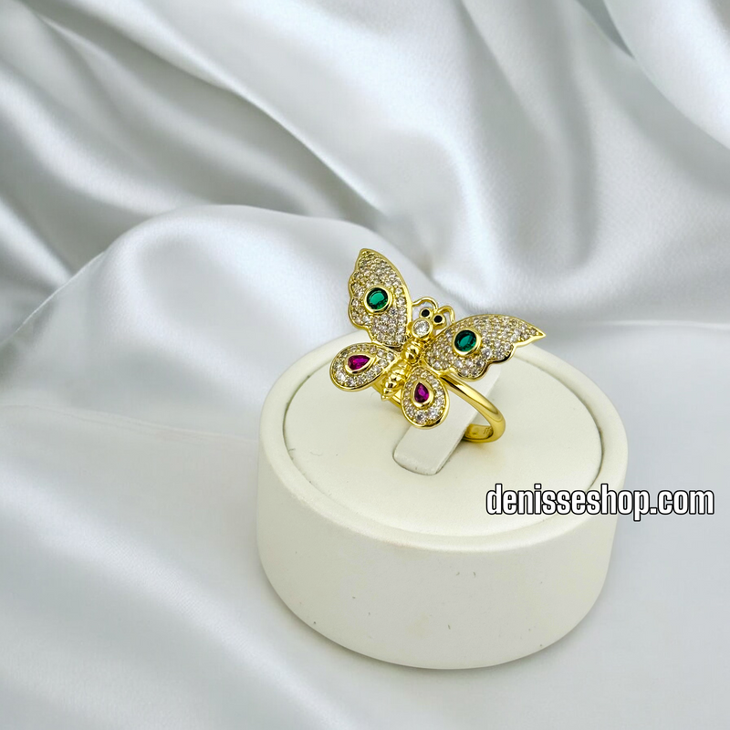 14K WOMEN MULTICOLOR BUTERFLY RING RG304