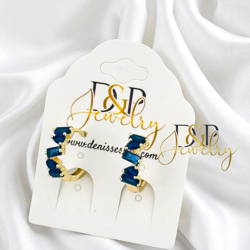 14K MEDIUM STONES HOOP EARRING HP765