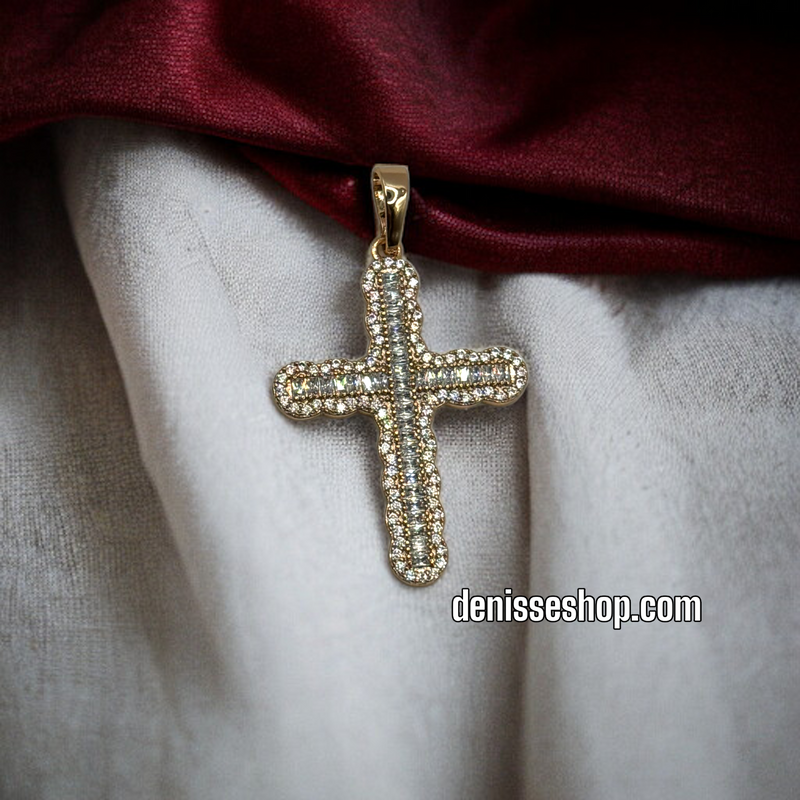 14K WHITE CROSS PENDANT P309