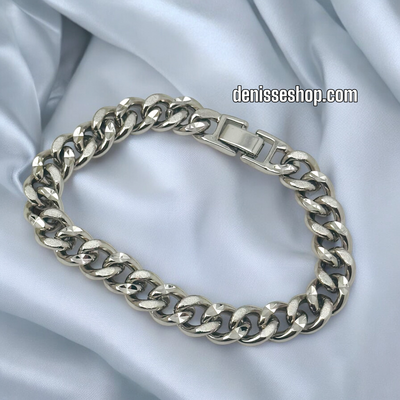 DIAMONDS CUBAN SILVER BRACELET BR629