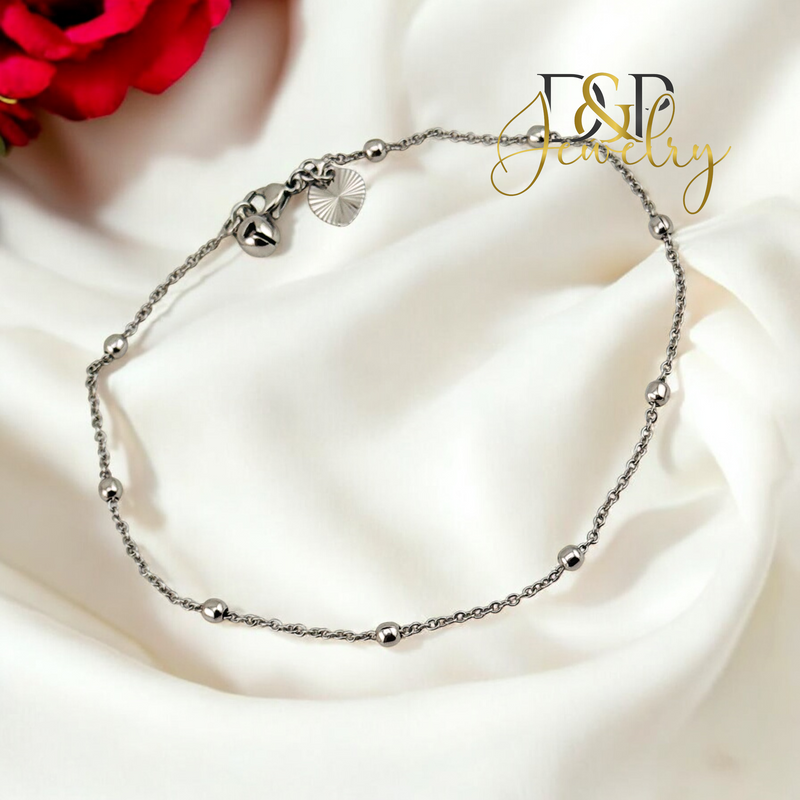 14K SILVER BUBBLE ANKLET BRACELET A27