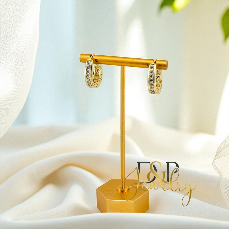 14K WITE STONES HOOP HP731