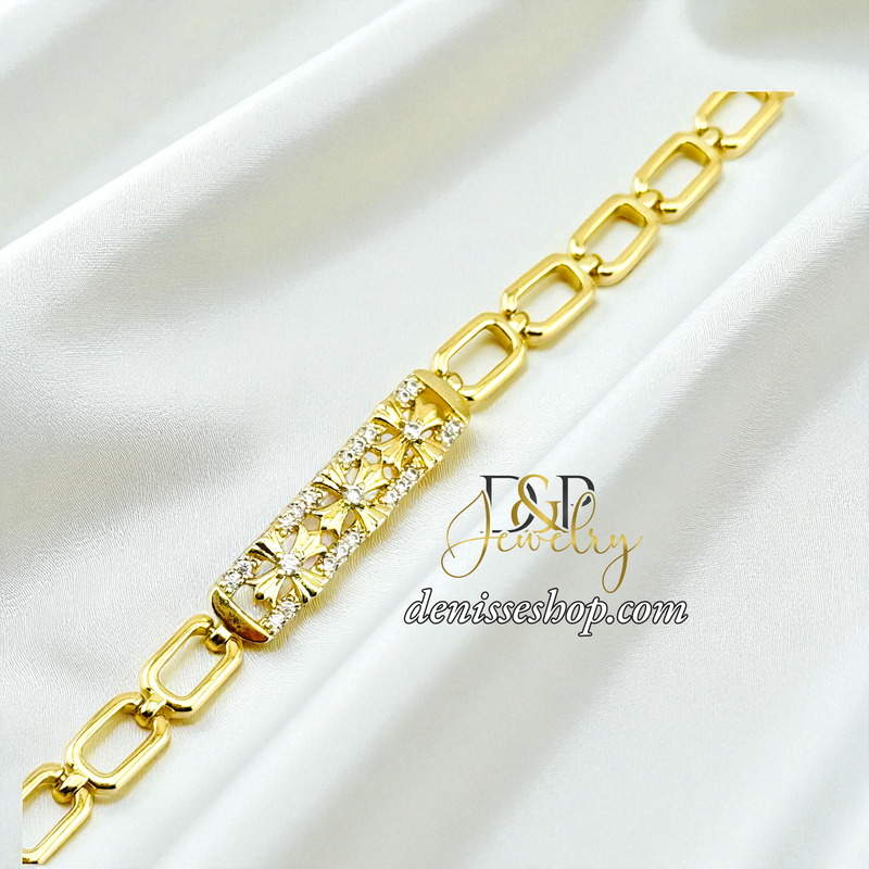 14KGOLD CUTE 3 FLOWER BRACELET BR861