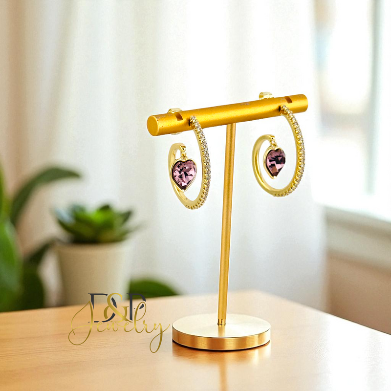 14K FASHION PURPLE STONE HOOP HP711