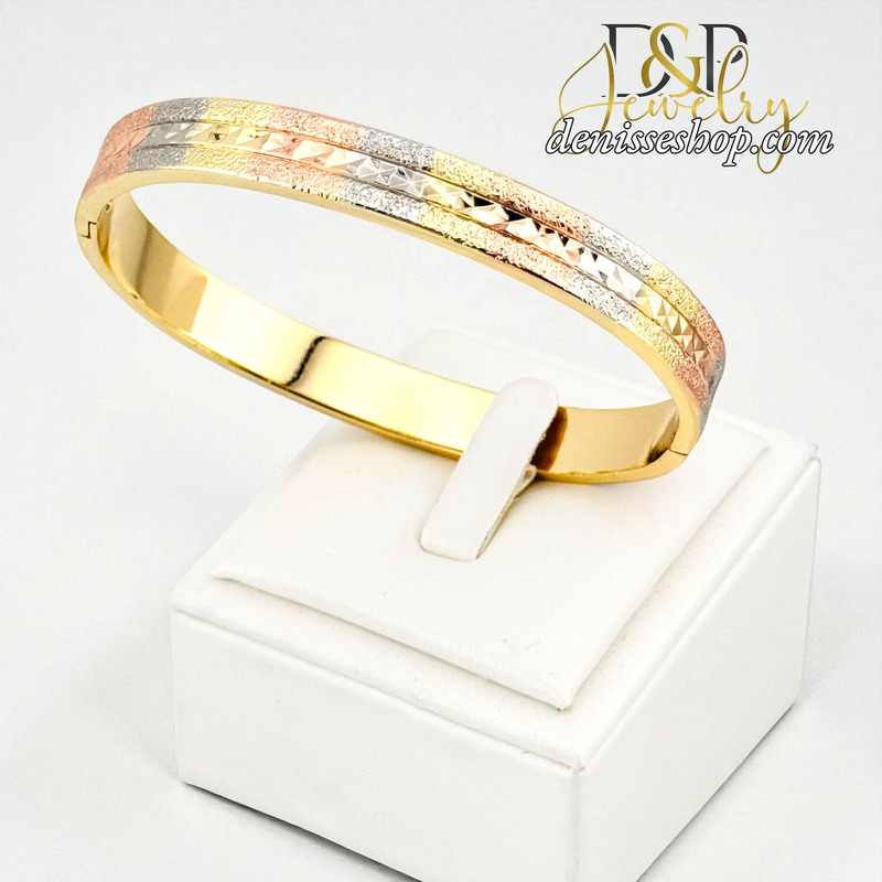 18K GOLD MULTICOLOR BANGLE BRACELET BR875