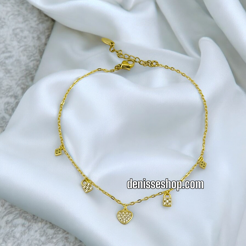 14K HEART ANKLET BRACELET A08