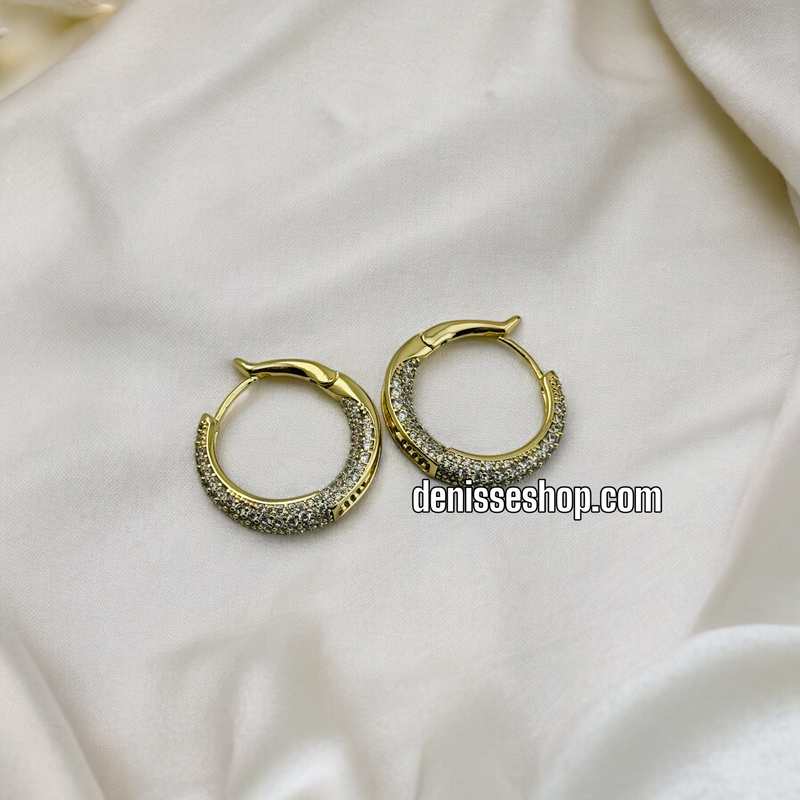 14K WHITE STONE GOLD HOOPS HP389