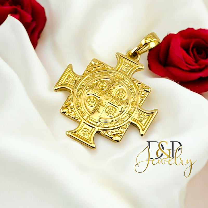 14K ST BENEDIC CROSS PENDANT P851