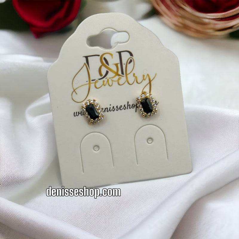 24K BLACK SMALL EARRINGS E348