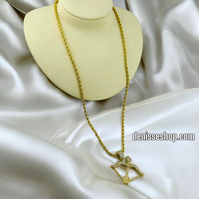 14K FASHION WHITE STONE BOW MEN PENDANT P465