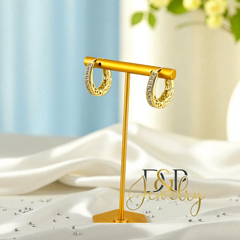 14K WITE STONES HOOP HP731