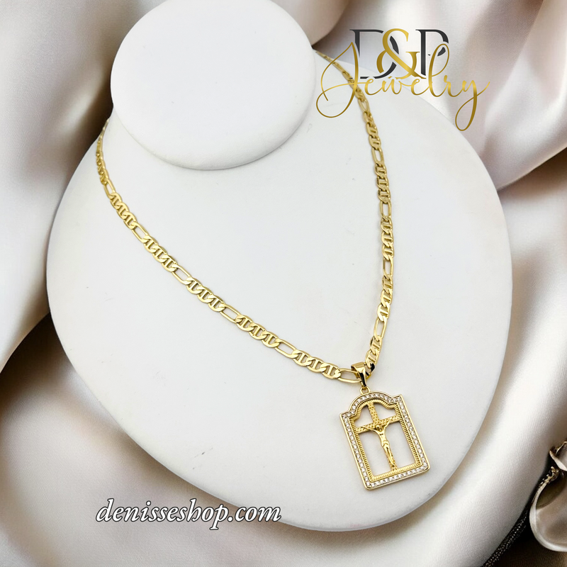 14K FRAME CROSS PENDANT P715