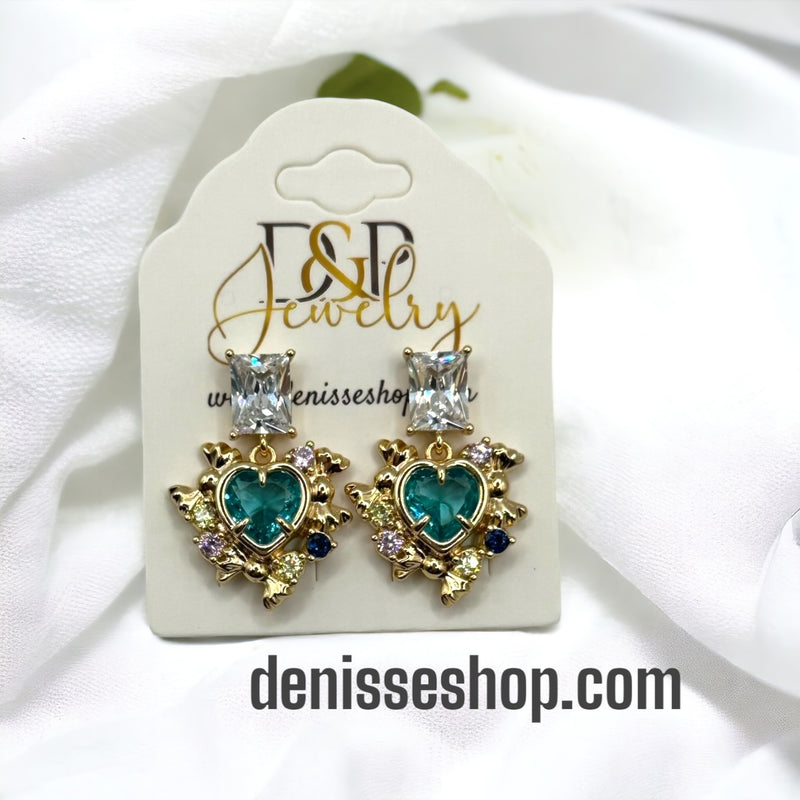 18k Blue Heart Earrings E202