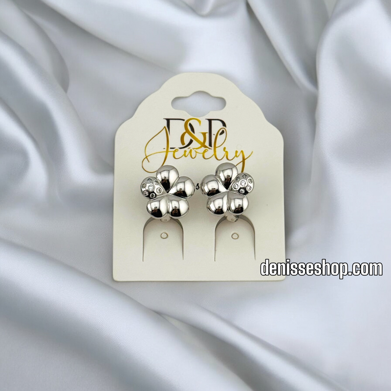 SILVER FLOWER STUD EARRING E798