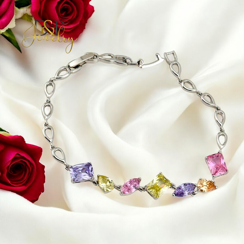 SILVER COLOR DESIGN STONE BRACELET BR736