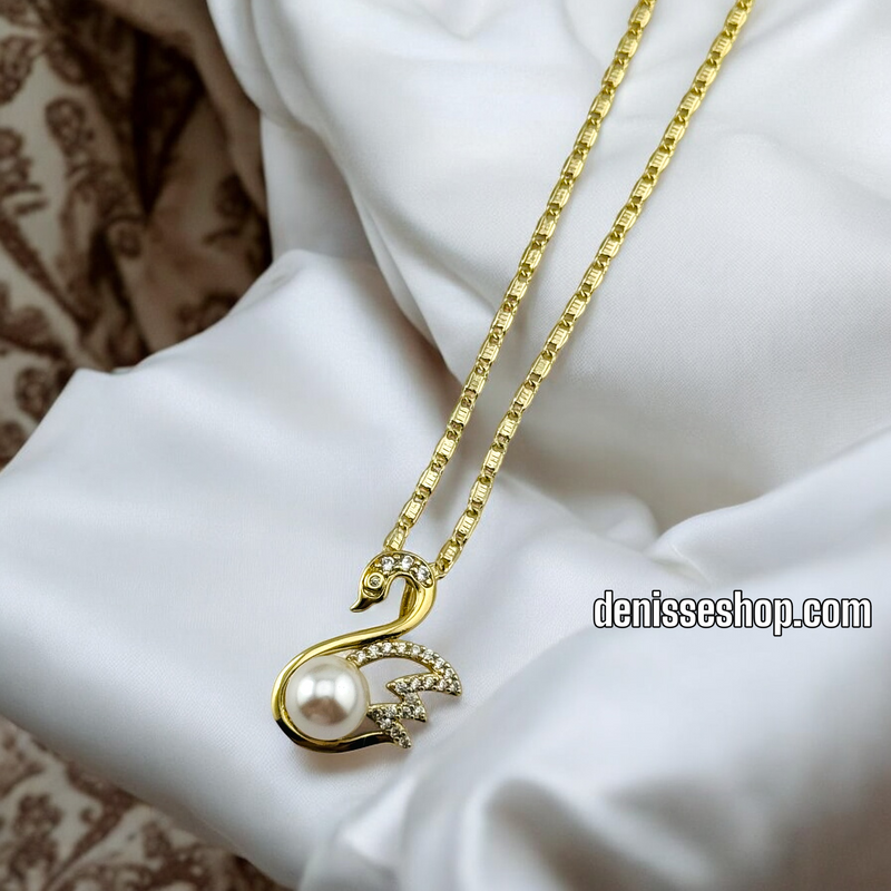 14K WOMEN / SWAN WITH PEARL PENDANT P530