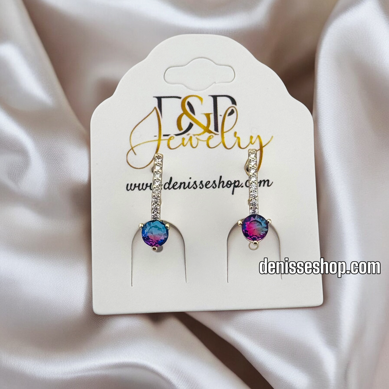 14K MULTICOLOR STONE HUGGIES EARRING E799