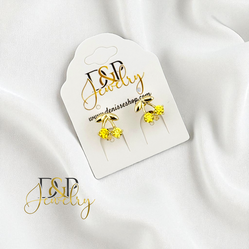 14K YELLOW CHERRY HOOP EARRING HP862