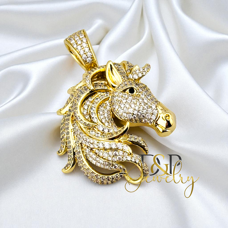 14K GOLD HORSE UNICORN PENDANT P899