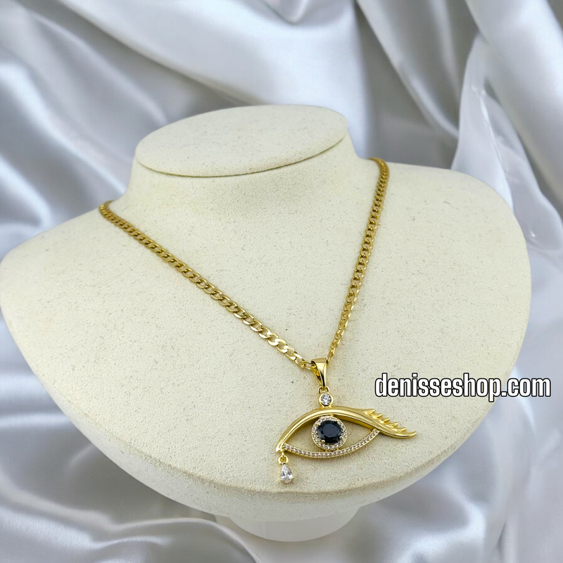 14K WOMEN / EYE BLACK STONE PENDANT P534