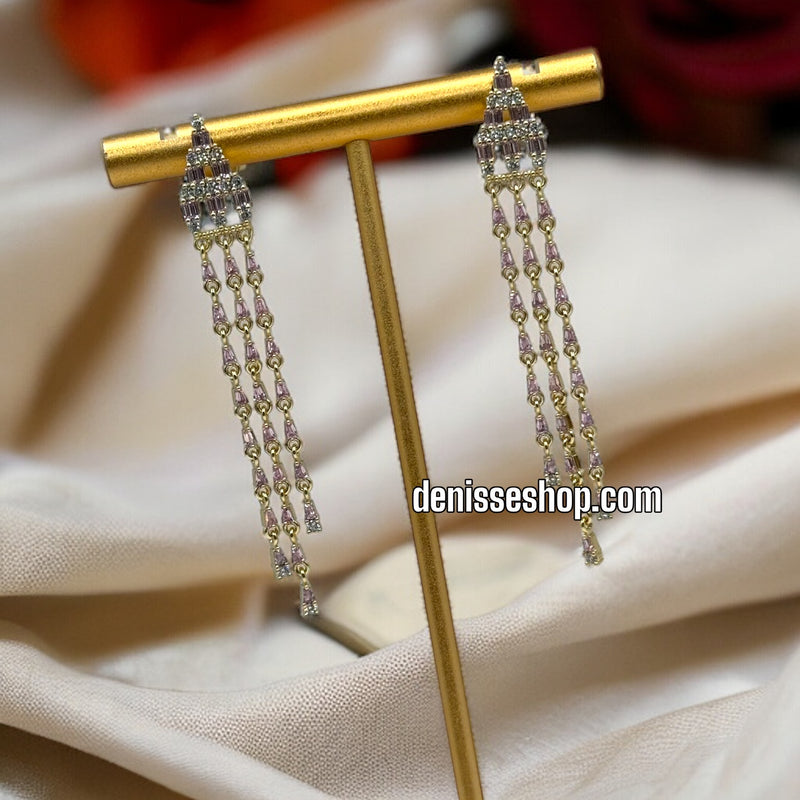 14K PINK STONE EARRINGS E354