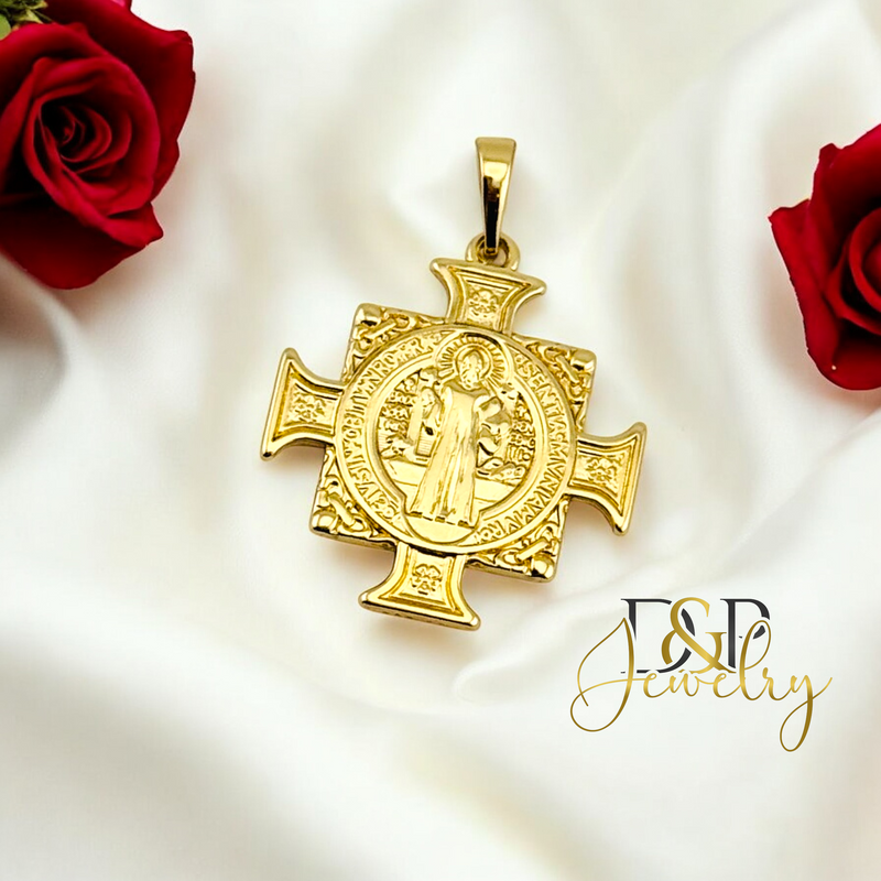 14K ST BENEDIC CROSS PENDANT P851