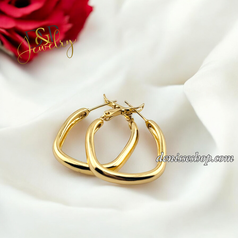 14K SQUARE MEDIUM GOLD HOOPS HP625