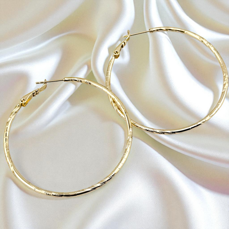 14K GOLD LONG  HOOP EARRING HP752