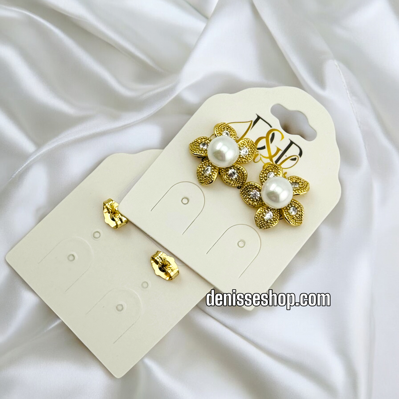 14K PEARL FLOWER EARRING E577