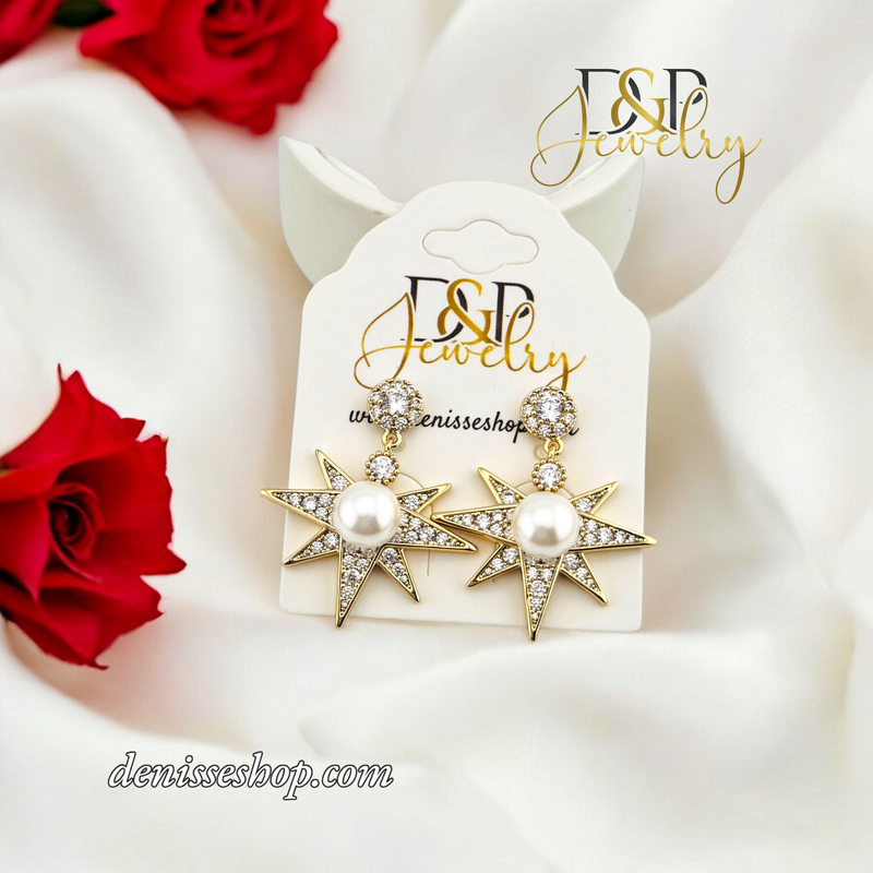 14K FASHION STAR LONG EARRING E812