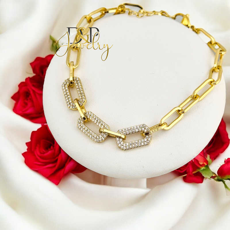 14K PAPER CLIP DESIGN NECKLACE SET N266
