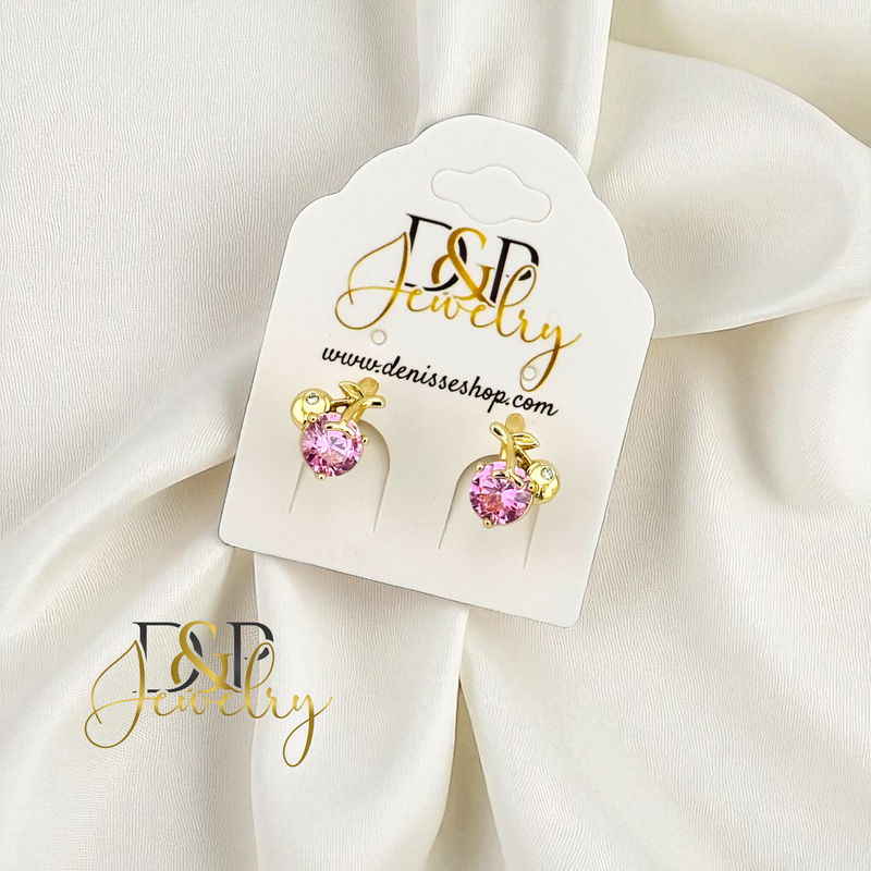 14K PINK CHERRY HOOP EARRING HP863