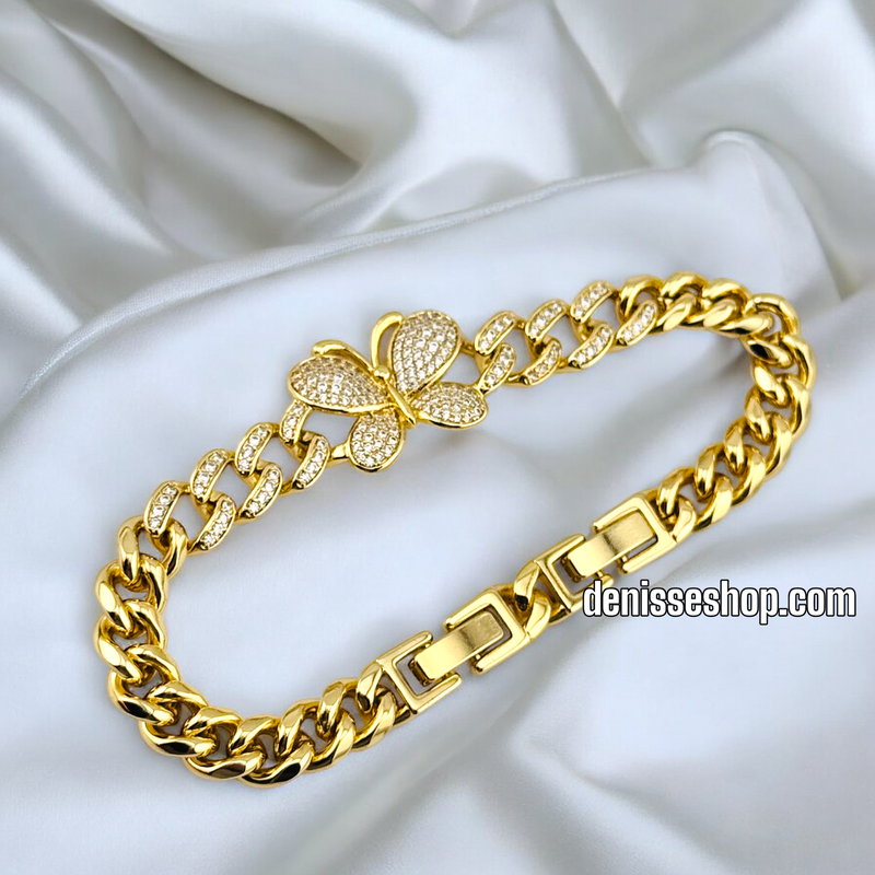 14K BUTTERFLY CUBAN BRACELET BR657