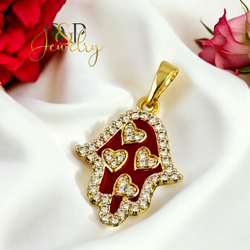 14K RED FATIMA PENDANT P840