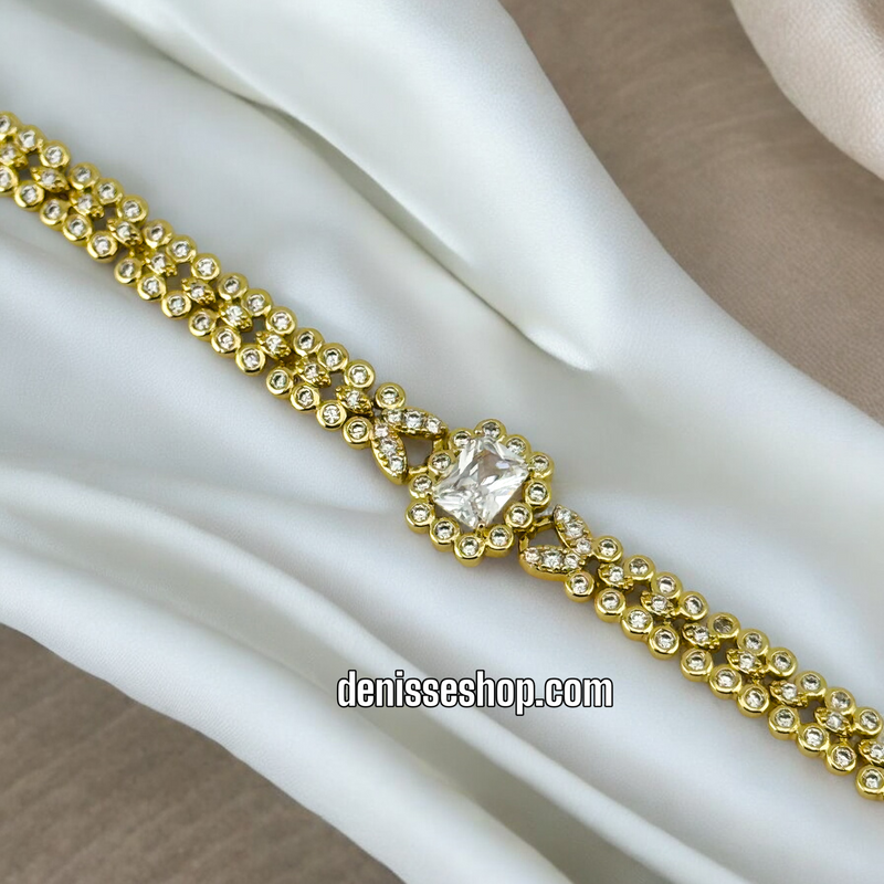 14K / WHITE STONE FASHION BRACELET BR536