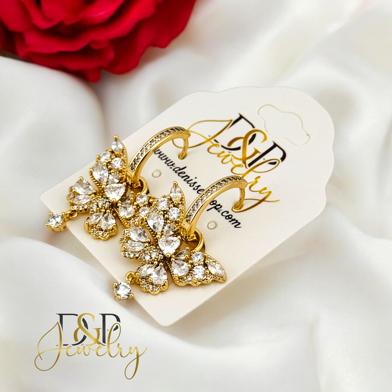 14K LONG BUTTERFLY  HOOP EARRING HP651