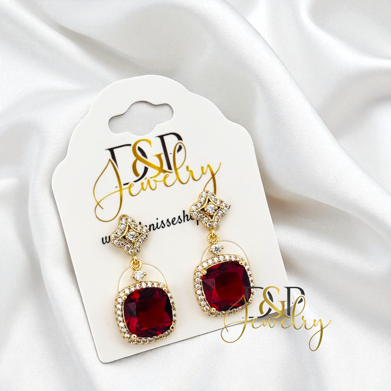 14K RED LONG EARRING E971