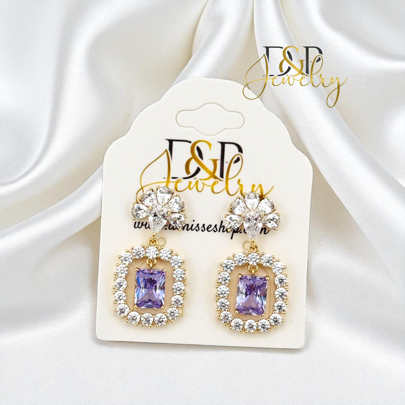 14K PURPLE LONG EARRING E984