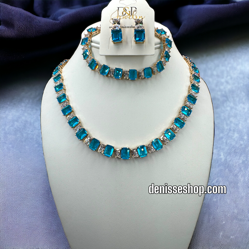 14K BLUE NECKLACE SET C1194