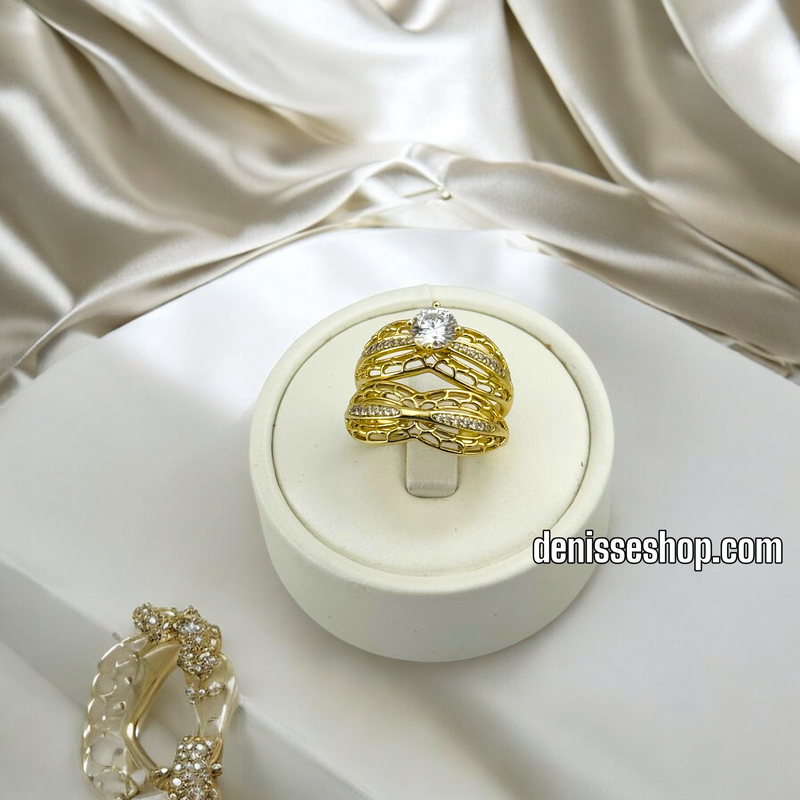 14K GOLD/ WHITE STONE  FASHION RING RG239