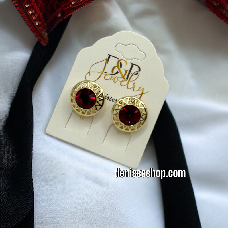 14K ELEGANT RED EARRINGS E465