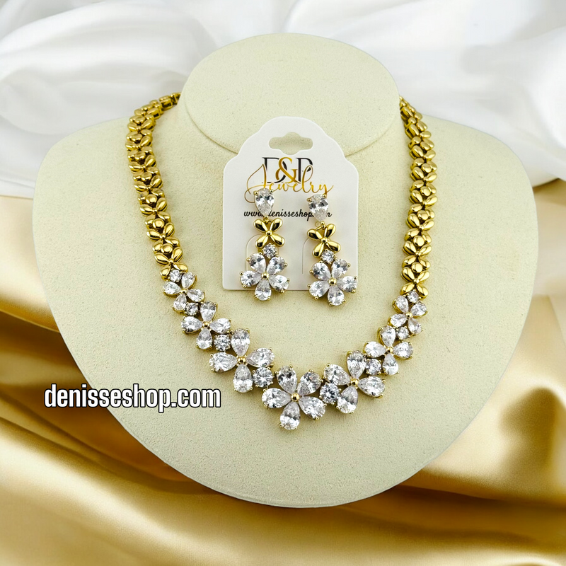 14K FLOWER NECKLACE SET N17