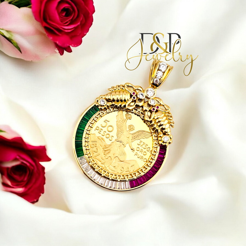 14K BIG COIN SCORPION CENTENARY PENDANT P786