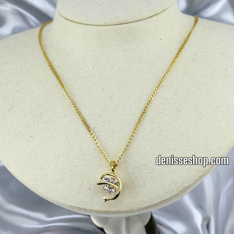 14K WOMEN/GIRL CUTE WHITE DOLPHIN PENDANT P522