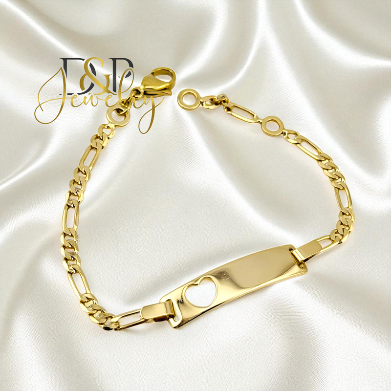 14K GIRL PLAQUE HEART BRACELET BR812