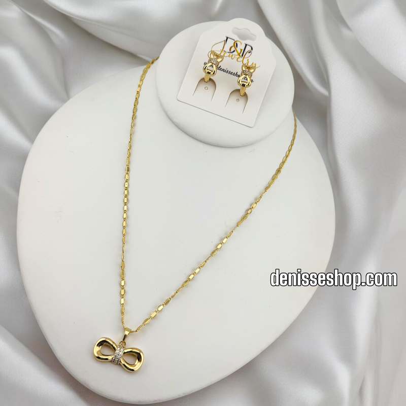 14K CUTE BOW NECKLACE SET N221