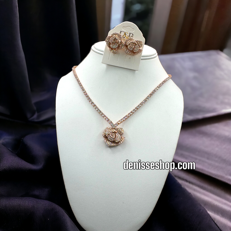 14K ROSE NECKLACE SET C1199